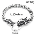 Detail of vintage steel Byzantine chain featuring a dragon head clasp and 36g weight specs - Dragon Head (KB164524-Z)