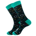 Detail of blue crew socks featuring white organic chemistry molecular formulas and patterns - Size 38-45 / Chemical Patterns