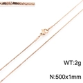 500mm Rose gold titanium steel snake bone chain necklace with lobster clasp 1mm width - Rose Gold 500x1mm(KN203654-Z)
