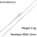Silver stainless steel snake bone chain necklace, 550x1.2mm size with lobster clasp - Silver 550x1.2mm(KN203658-Z)