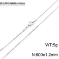 Sleek 1.2mm stainless steel snake chain necklace in silver finish, 600mm length - Silver 600x1.2mm(KN203659-Z)