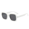 Retro square oversized white sunglasses with dark grey UV lenses for a chic casual style - White Frame Dark Grey Lens