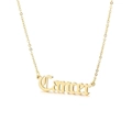 Gothic style Cancer zodiac letter necklace in 18k gold plated stainless steel finish - Cancer