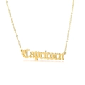Minimalist 18k gold plated Capricorn zodiac letter pendant necklace in gothic font style - Capricorn