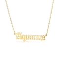 Gold-plated stainless steel necklace with Aquarius zodiac artistic script pendant - Aquarius