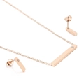 Elegante set gioielli in oro rosa con collana a barra di diamanti e orecchini a lobo - Oro Rosa (KS138548-KLX)
