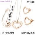Elegant rose gold jewelry set featuring hollow heart necklace and matching stud earrings - Rose Gold 2-Piece Set (Necklace + Earrings)