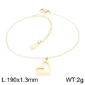Tobillera dorada con dije de corazón calado y cadena ajustable con cierre mosquetón - Pulsera de Corazón Dorado (KB144508-KLX)