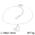 Pulsera de corazón minimalista en acero inoxidable plateado, largo 190mm peso 2g - Pulsera de Corazón Color Acero (KB144506-KLX)