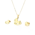 Conjunto de joyas de caballo balancín en acero inoxidable dorado con collar y pendientes - Dorado (KS132957-K)
