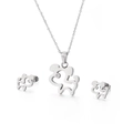 Conjunto de joyas de perro plateado en acero inoxidable con collar y pendientes set - Color Acero (KS132926-K)