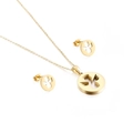 Golden stainless steel jewelry set featuring hollow angel pendant necklace and stud earrings - Gold (KS132857-KFC)
