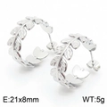 Orecchini a foglia in acciaio inox argento, forma a C, misura 21x8mm e 5g - Colore Acciaio (KE109299-KFC)
