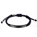 Bracciale intrecciato HerKing HerQueen con placca nera opaca e gemma blu incastonata - Nero Lucido Uomo