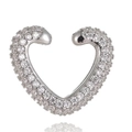 Elegante polsino per orecchio a forma di cuore argentato con zirconi cubici scintillanti - Pezzo Singolo / Argento