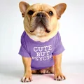 Purple pet T-shirt for French Bulldogs featuring white CUTE BUT PSYCHO slogan - Pattern B - Light Purple / S