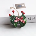 Variante decorazione natalizia con doppie campanelle verdi e fiocco a scacchi rossi - Verde