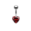 Minimalistische zilveren wenkbrauwpiercing met een rode hartvormige zirkonia edelsteen - Zilver/Hart/Rood