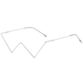 Silver W-shaped creative metal eyewear frame with rimless design and wavy aesthetic - C02 Silver
