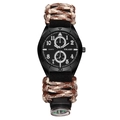 Outdoor-Quarzuhr für Herren mit braunem Paracord-Armband und integriertem Kompass - Grün
