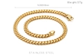 8mm golden Cuban link chain in polished stainless steel, 500mm length necklace for men - Gold High Polish Cuban Link Necklace (KN107612-Z)