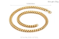 8mm golden stainless steel Cuban link necklace with polished finish and lobster clasp - Gold Cuban Link Necklace (KN107591-Z)