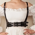 Cinturón punk de cuero con hebillas metálicas y remaches para vestidos y camisas de moda - Negro