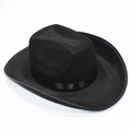 Classic black western cowboy hat with satin band shown from a professional 45-degree angle - Western Lincoln-Black-No Drawstring / Size L - Hat Circumference 58cm - Hat Height 11cm