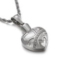 Vintage stainless steel heart pendant necklace with rope chain on white background - Silver Carved Heart Pendant (KP80871-Z) / Pendant Only