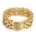 Pulsera para hombre de triple cadena O gruesa con chapado en oro al vacío pulido - Dorado