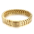 Bracelet gourmette industriel en acier inoxydable plaqué or avec finition polie et fermoir - Or (KB180299-KJX)