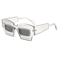 Gafas de sol cuadradas oversize con pedrería y monturas grises transparentes chic - Montura Gris Transparente Lente Gris