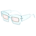 Gafas de sol geométricas azul claro con diamantes y cristales rosados - Montura Azul Transparente Lentes Rosas