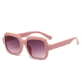 Retro oversized square sunglasses featuring a matte pink frame and purple gradient lenses - Pink Frame Gradient Grey Lens