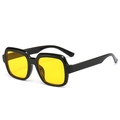 Retro square oversized sunglasses with chunky black frame and bright yellow lenses - Black Frame Yellow Lens