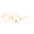 Creamy beige oval frame anti-blue light glasses for children with functional lens sticker - Beige Frame Transparent Lens