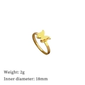 Detail van gouden vlinderring met 18mm binnendiameter en specificatie van 2g - US 8 / Goud