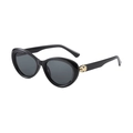 Gafas de sol cat-eye negras con detalles de cabeza de serpiente en metal dorado - Montura Negra Lente Gris