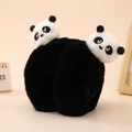 Dettaglio di paraorecchie a forma di panda in peluche per bambini con morbida pelliccia - Diametro 14cm / Stile di base / Nero