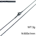 600mm black stainless steel snake chain necklace with lobster clasp 1mm thin link - Black 600x1mm(KN203653-Z)