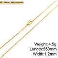 550mm gold titanium steel snake chain necklace with lobster clasp 1.2mm width - Gold 550x1.2mm(KN203661-Z)