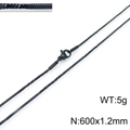 Black titanium steel snake chain necklace 600mm x 1.2mm with lobster clasp closure - Black 600x1.2mm(KN203668-Z)