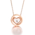 Collar de oro rosa con colgante de corazón en nácar y diamante sobre fondo blanco - Estilo A Oro Rosa (KN112227-GC)