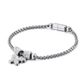 Elegant stainless steel pearl chain bracelet with magnetic bow clasp and cubic zirconia - Steel Color (KB117769-KFC)