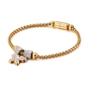 Elegant gold stainless steel box chain bracelet with sparkling zircon butterfly charm - Gold (KB117768-KFC)