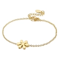 Eleganteres goldenes Edelstahlarmband mit einem zarten sechblättrigen Blumenanhänger - Gold (KB148104-KLX)