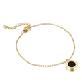 Pulsera de acero inoxidable dorado con colgante de doble cara con números romanos - Colgante Redondo Negro (KB140225-K) / Dorado