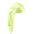 Pale green silk-like satin durag with long tail and smooth finish for hair waves - One Size / Fluorescent Green