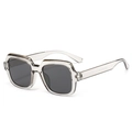 Retro oversized square sunglasses featuring a transparent grey frame and dark grey lenses - Transparent Grey Frame Grey Lens