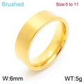 Minimalist 6mm wide 18k gold plated stainless steel ring with a brushed metal finish - US 5 / Sandblasted / Gold
